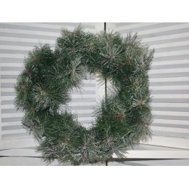 Dennenkrans /Wreath groen /wit 50 cm