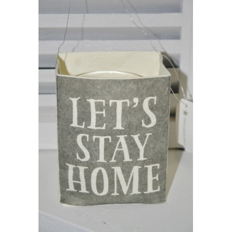 Paper Bag Candle holder quote: "Lets stay Home" 12 x 10 cm