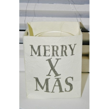 Paper Bag Candle holder quote: "Merry Xmas" 12 x 10 cm