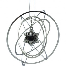 Spinning ball ornament zilver 8 cm