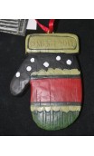 Handschoen ornament hangend 8 cm, hartje achterzijde