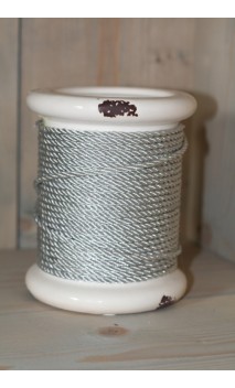 Kandelaar hoog zilver touw, off white 16 x 13 cm